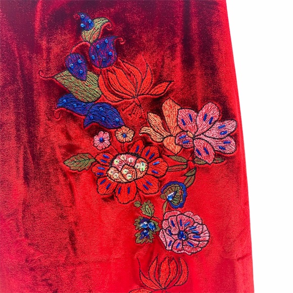 NWT Foxiedox Velour Velvet Embroidered Maxi Skirt - Picture 2 of 6